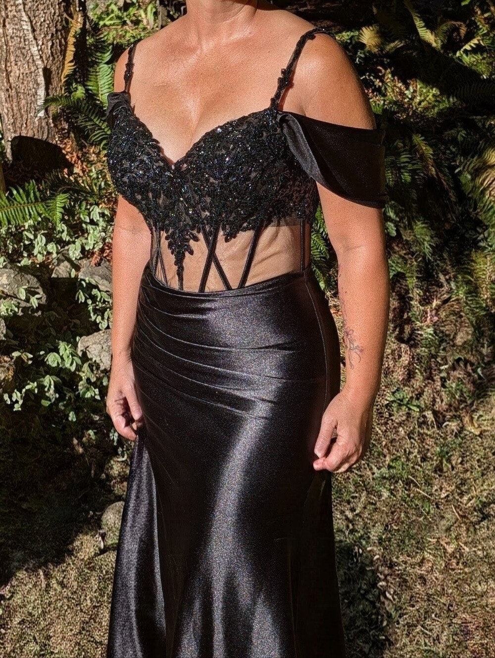 Black Satin Finish Formal Gown